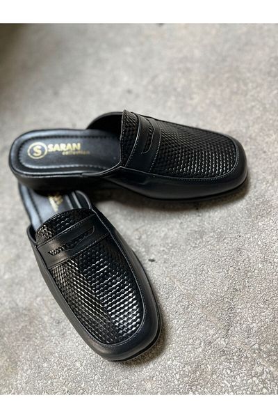 yörük tuhafiye Μαύρες ανδρικές παντόφλες Home Guest Dowry Bundle και Groom Slippers Ανδρικές παντόφλες