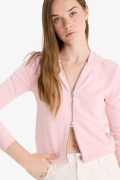 DeFacto New Season Slim Fit Slim Fit Hooded Modal Zippered Sweatshirt