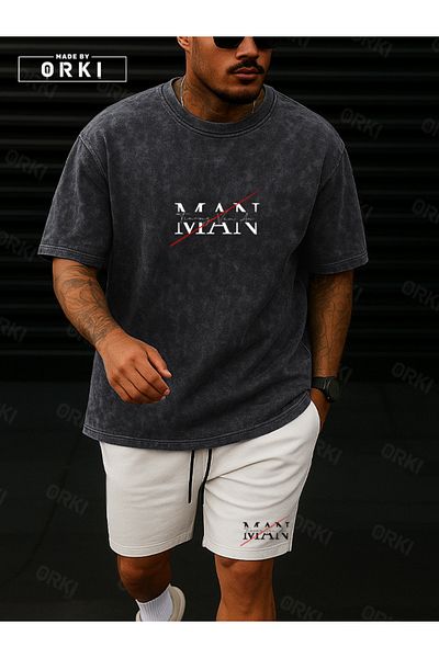 EFFRENATU Orki Man Printed – Oversize Men's Tie Dye T-Shirt & White Shorts Set