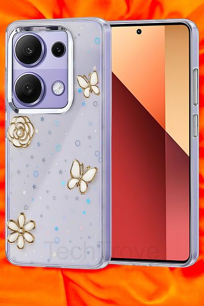 TechTrove حافظة هاتف Xiaomi Redmi Note 13 Pro 4G غطاء سيليكون شفاف لامع بتصميم لاصق لامع
