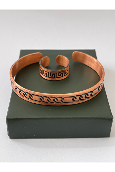 Rupen Kraft Unisex adjustable 100% pure copper bracelet stylish copper ring combination handmade bracelet ring