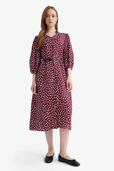 DeFacto New Season Relax Fit V-Neck Polka Dot Half Sleeve Dress