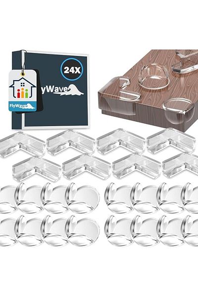 OEM Set 24 colțare protectoare pentru mobilă, două modele, din silicon transparent