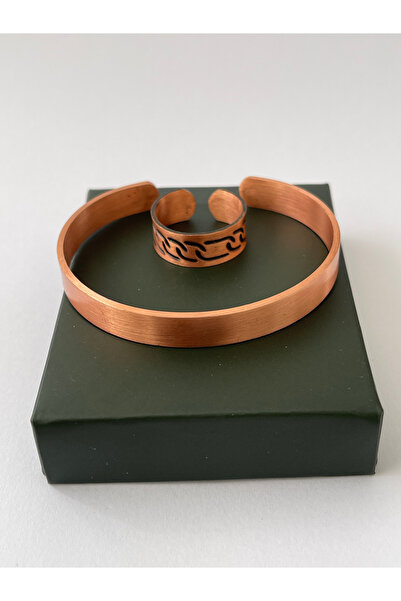Rupen Kraft Unisex adjustable 100% pure copper bracelet stylish copper ring combination handmade bracelet ring