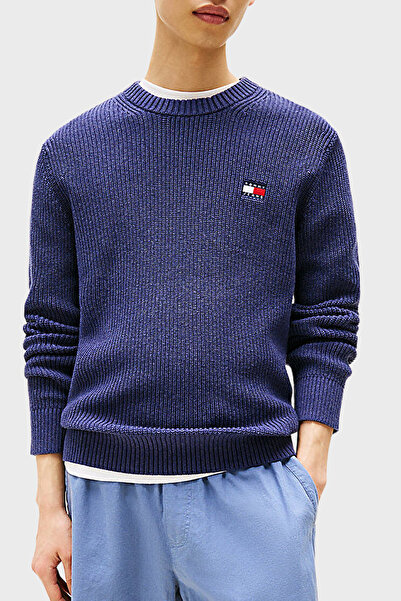 Tommy Jeans Logolu Pamuklu Slim Fit Bisiklet Yaka Örgü Kazak Erkek KAZAK DM0D...