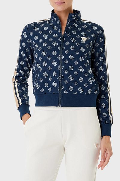 Guess Peony 4G Logo imprimat Regular Fit Guler înalt Crop Sweat V5YQ07K0282 SWEAT V5YQ07 K0282 FBB
