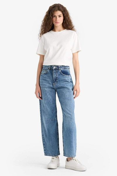 DeFacto Noul sezon Barrel Fit Pantaloni lavabili Jean cu talie normală până la gleznă