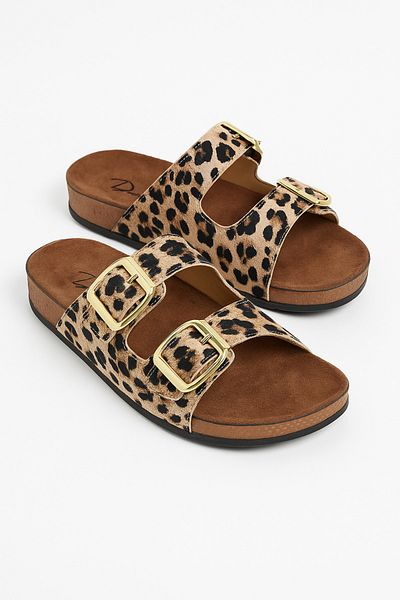 SUNSTEP Leopard Pattern Soft Women's House Slippers – Comfortable, Double Buckle Model