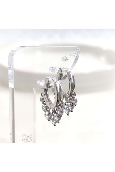 Güler Yüzlü Silver İTHAL SALLANTILI TAŞLI SHAK GÜMÜŞ 11 MM HALKA KÜPE
