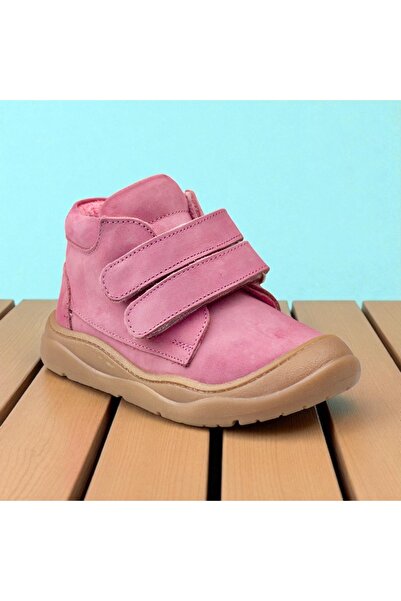 JOJO KIDS kız çocuk hakiki deri, ortopedik bilekli cırtlı ayakkabı , kaymaz kauçuk taban, yürüyüş kolaylığı