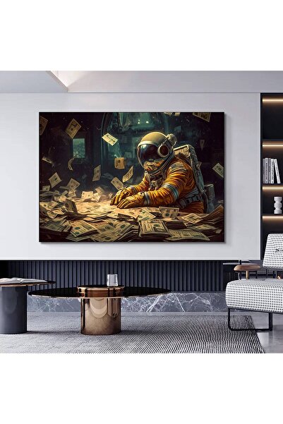 idora Slika na platnu sa temom novca i astronauta, zidni dekor sa astronautima