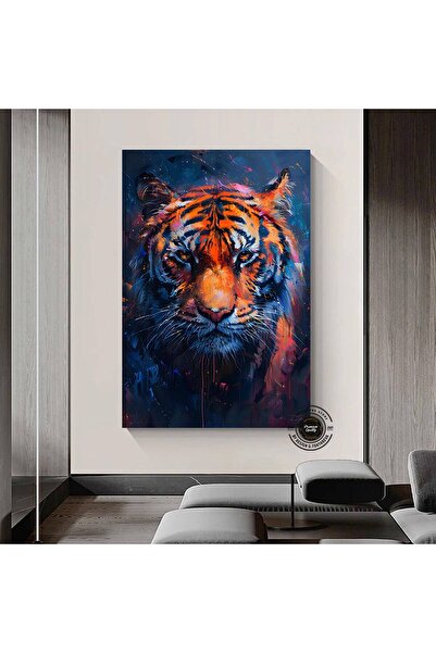 idora Divlji tigar na platnu, zidna umetnost, šareni i živopisni stil uljane ...