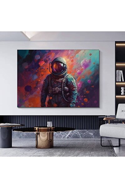 idora Astronautski uljani crtež na platnu, zidni dekor sa svemirskom tematikom