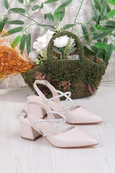 fort 110-411 Cross Stone Open Back Classic Heeled Women's Shoes