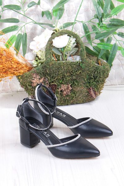 fort 053-11 Piping Stone Ankle Strap Low Heel Women's Shoes