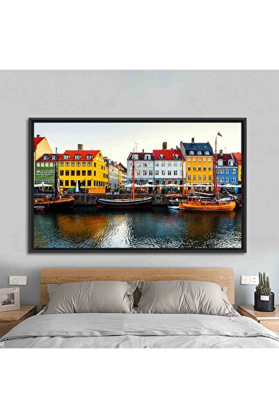 idora Kanvas sa pejzažem Kopenhagena Nyhavn; Danski dekor; Gradski pejzaž