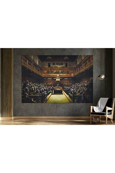 idora Banksy Čimpanza Parlament na platnu; Reprodukcija u stilu Banksyja; Uli...