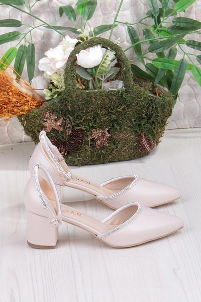 fort 053-11 Piping Stone Ankle Strap Low Heel Women's Shoes