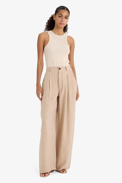 DeFacto New Season Carrot Fit Modal Fabric Trousers Double Pockets High Waist Wide Leg