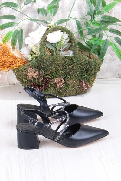 fort 110-411 Cross Stone Open Back Classic Heeled Women's Shoes