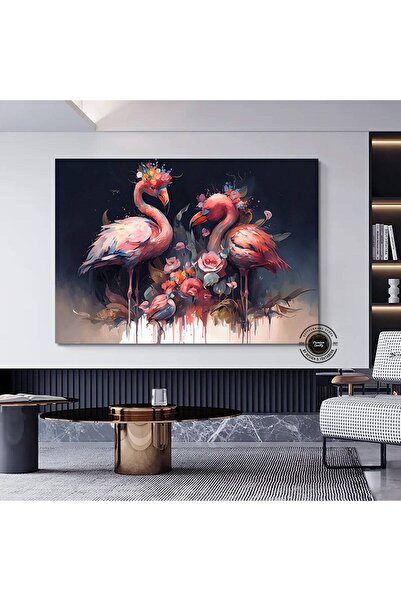 idora Flamingo zidna umetnost, štampa na platnu, roze flamingo, tropski dekor...