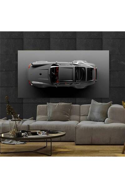 idora Porsche 911 Sport Gri Kanvas Duvar Sanatı Baskısı; Motivasyon Ofis Deko...