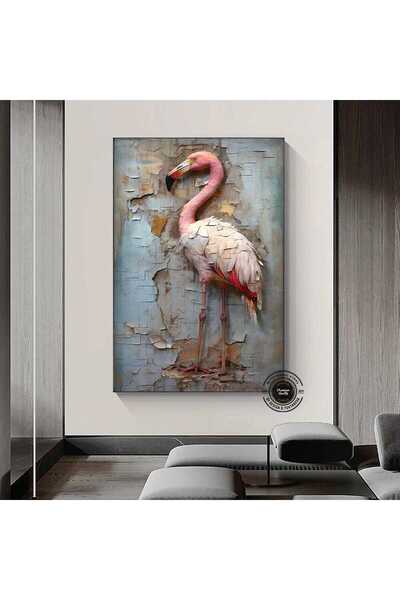 idora Slika na platnu s flamingom; Ružičasta umetnost s flamingom; Dekoracija...