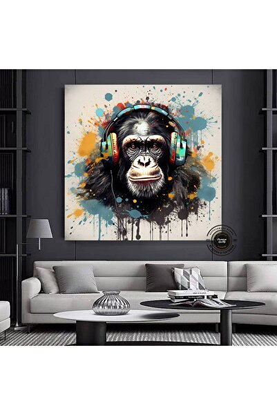 idora DJ Monkey na platnu u ramu; Pop art slika na platnu; Pop kultura zidna ...