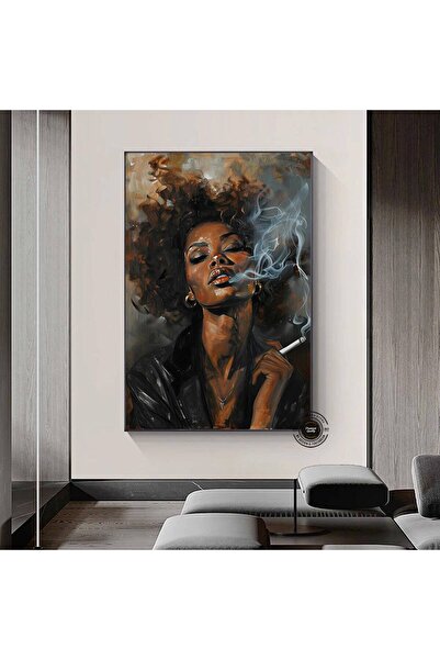 idora Siyah Kadın Sanatı; Sigara İçen Kadın Posteri; Afro Kadın Kanvas; Puro ...
