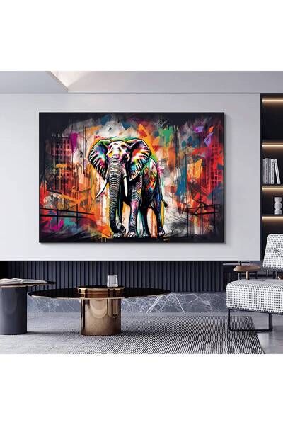 idora Umetnička slika slona u stilu Banksyja; Pop art slon; Grafiti dekor slona
