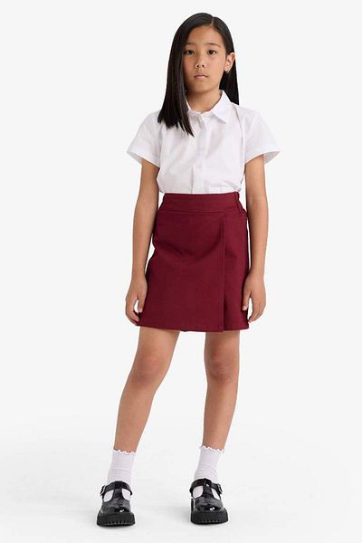DeFacto New Season Girls' School Elastic Waist Gabardine Shorts Skirt