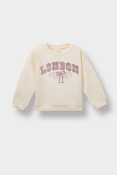 DeFacto Baby Girl Crew Neck Printed Sweatshirt E8919A525Au