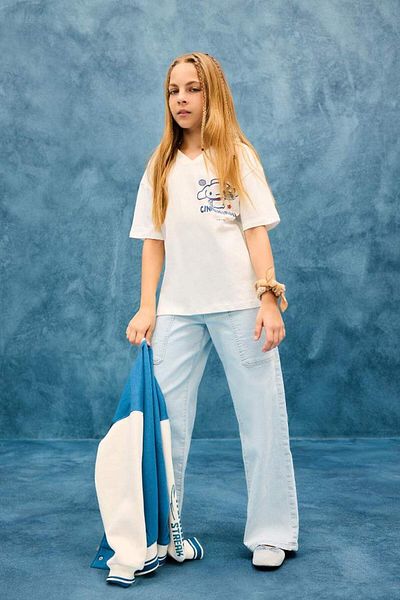 DeFacto New Season Girl's Paperbag Cargo Wide Leg Jean Trousers