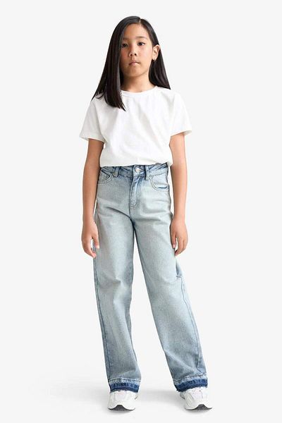 DeFacto Girls' 90's Wide Leg Wide Leg School Jean Trousers