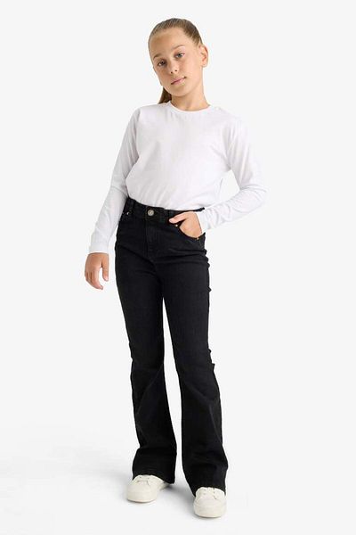 DeFacto New Season Girls' Flare Fit Flared Jean Trousers