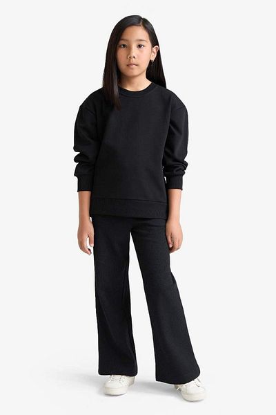 DeFacto New Season Girl's Relax Fit Crew Neck Basic Plain School Sweatshirt