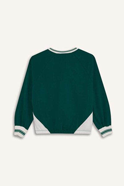 DeFacto Kız Çocuk Oversize Geniş Kalıp V Yaka Baskılı Okul Sweatshirt F7583A825AU