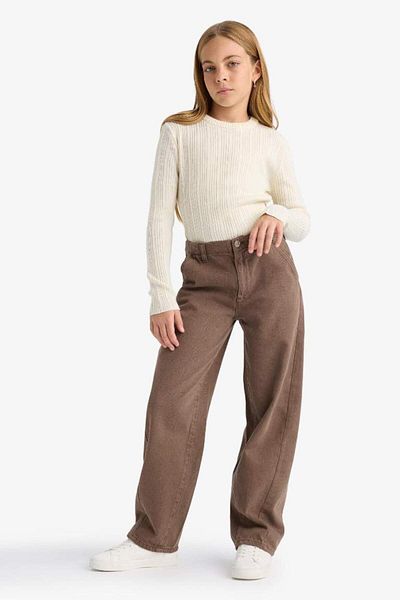 DeFacto New Season Girl's Balloon Fit Oval Leg Gabardine School Trousers