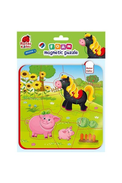 Roter Kafer Magnetic Puzzle 'Horses and Pig Farm', Roter Kafer, 16 Pieces