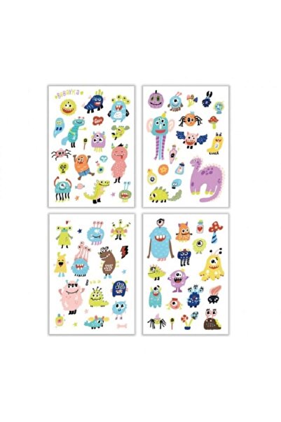 Dodo Set tatuaje temporare, 4 foi, Monștri de petrecere