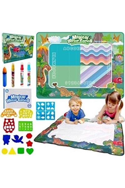 MAKSIK Covoraș de joacă cu apă multifuncțional cu dinozauri, cu markere și șa...