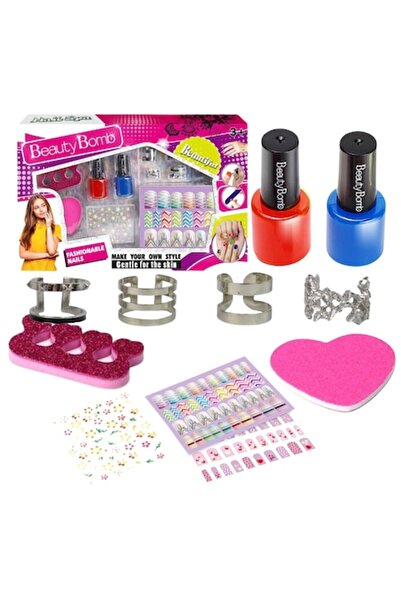 ProNice Set manichiură pentru fete ProNice, 2 oje, 4 inele, multicolor, 33x20...