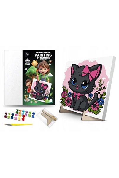 qbee Kit de pictură după numere, Qbee, motiv pisică, 25x25 cm