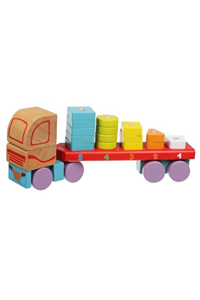CUBIKA Wooden Toy Cubika, Shape Sorting Geometric Forms Car Transporter