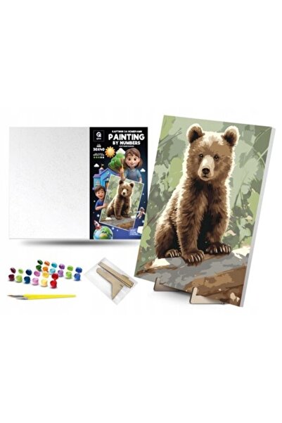 qbee Kit de pictură prin numere Qbee, model urs, 30x40 cm