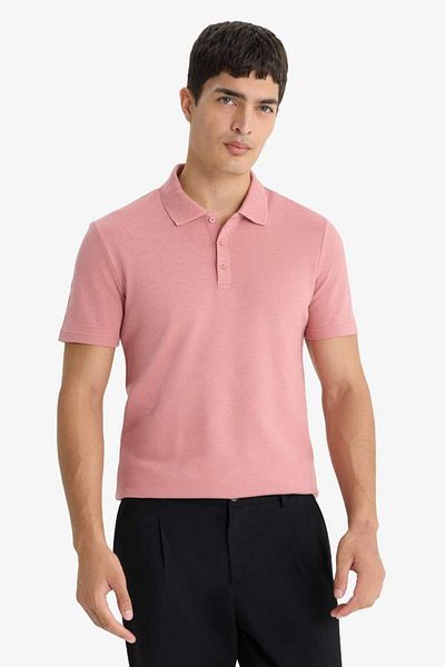 DeFacto New Season Slim Fit Slim Fit Polo Collar Short Sleeve Cotton Modal Blended Basic Plain