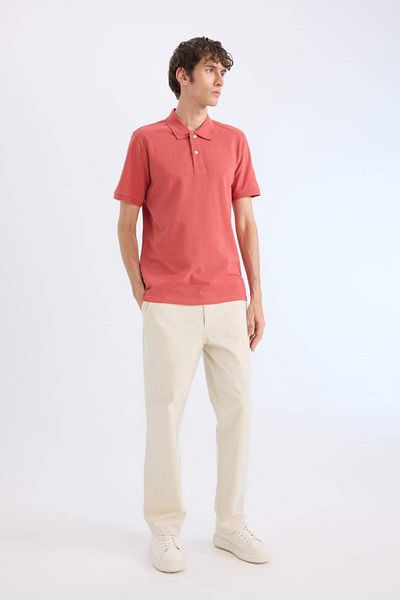 DeFacto New Season 100% Cotton Regular Fit Polo Neck Short Sleeve Basic Plain Pique Fabric T-Shirt
