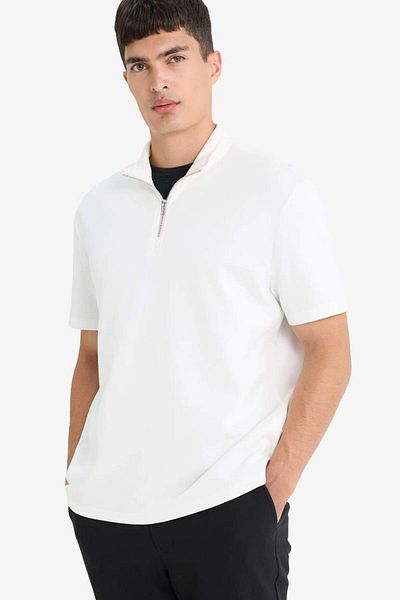 DeFacto New Season Regular Fit Stand Collar Half Zipper Short Sleeve T-Shirt
