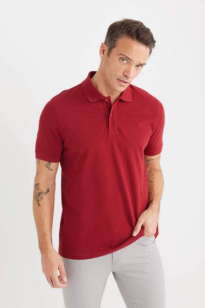 DeFacto New Season 100% Cotton Regular Fit Polo Neck Short Sleeve Basic Plain Pique Fabric T-Shirt
