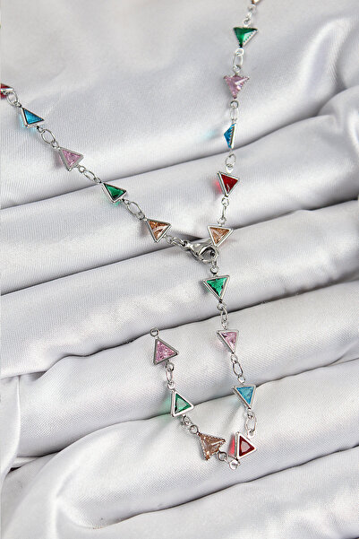 Angel Of Life قلادة نسائية على شكل حجر الزركون الملون من النحاس على شكل مثلث ...